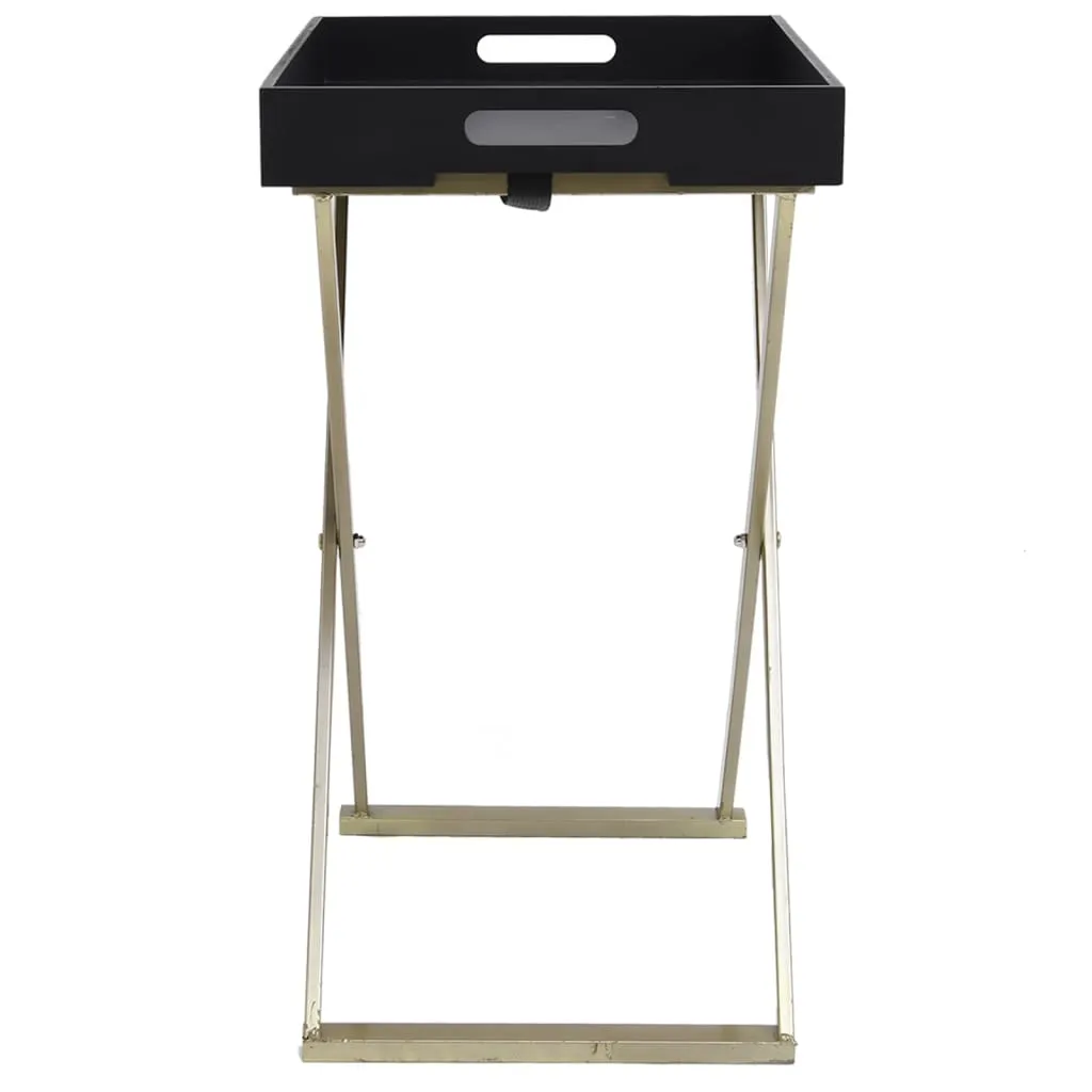 Folding Table Accent Foldable End Table with Iron Frame Gold and MDF