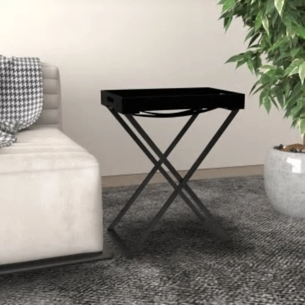 Folding Table Accent Foldable End Table with Iron Frame Gold and MDF