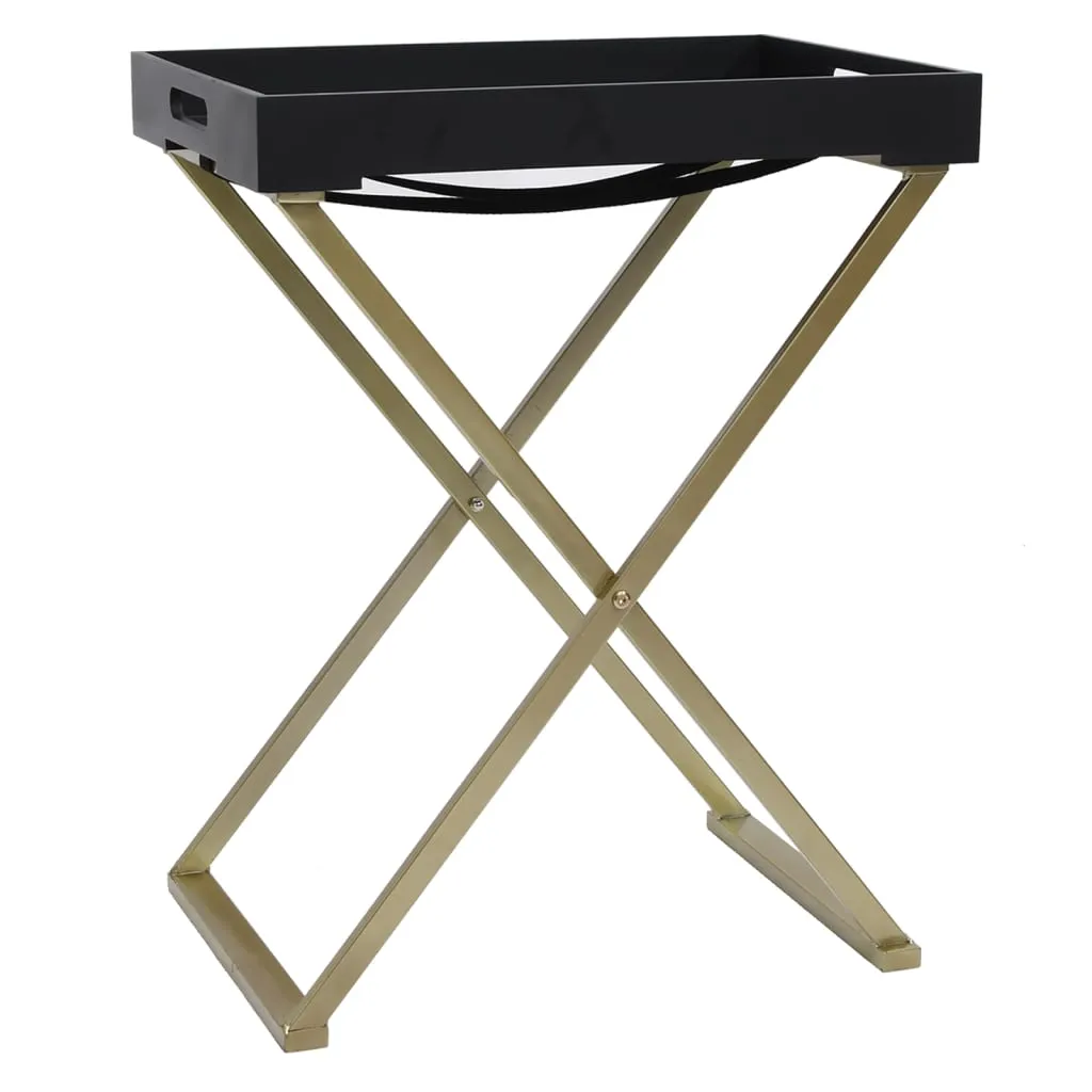 Folding Table Accent Foldable End Table with Iron Frame Gold and MDF