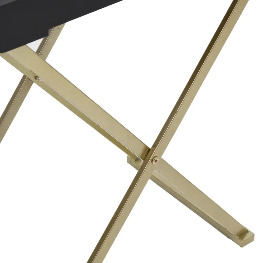 Folding Table Accent Foldable End Table with Iron Frame Gold and MDF