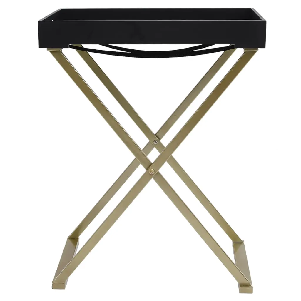 Folding Table Accent Foldable End Table with Iron Frame Gold and MDF