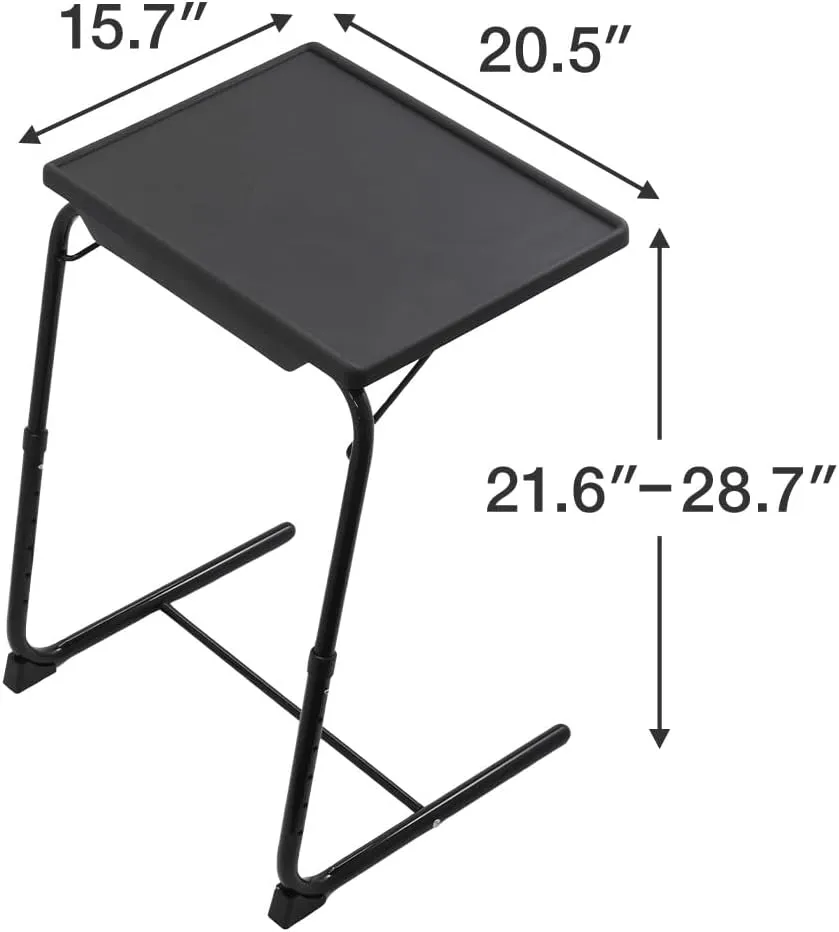 Folding TV Tray Table, Small Folding Bedside Dinner Table with Cup Holder, Adjustable 6 Height & 3 Tilt Angle (White - 1 pc)