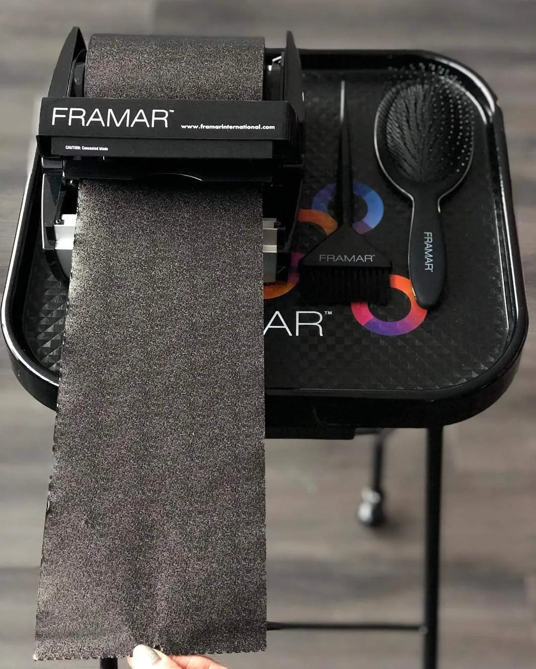 FRAMAR Embossed Roll Black Aluminum Foil - Professional Hair Foils For Highlighting, Hair Color Foils, Highlighting Foils, Foil For Hair Highlighting, Papel Aluminio Para Mechas De Ca, Black Foil 320