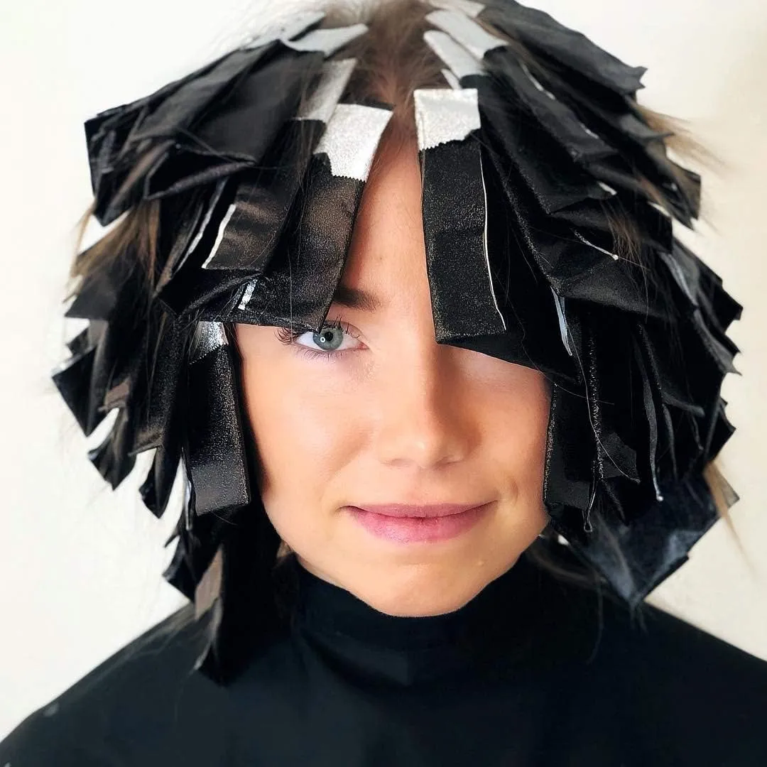 FRAMAR Embossed Roll Black Aluminum Foil - Professional Hair Foils For Highlighting, Hair Color Foils, Highlighting Foils, Foil For Hair Highlighting, Papel Aluminio Para Mechas De Ca, Black Foil 320