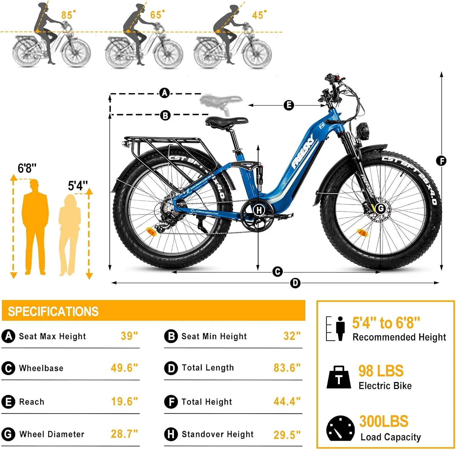 FREESKY Electric Bike for Adults, 35MPH & 105Miles Long Range Ebike, 1600W Power, 25A Samsung Cells Battery, Step-Thru 26'' Fat Tire Full Suspension E Bike for Commute Beach Snow Mountains