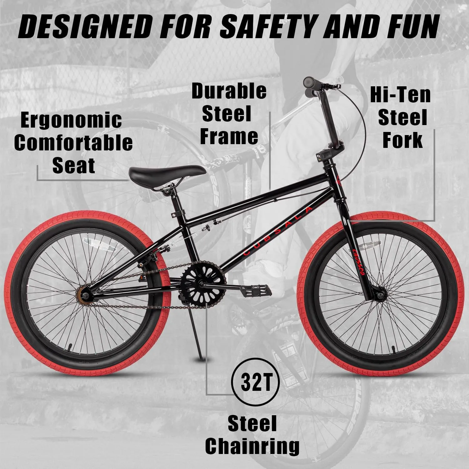 Freestyle BMX Bike, 18 20 Inch Kids Bicycle for 5-13 Years Old Kids and Beginner Level Rider, Multiple Colors