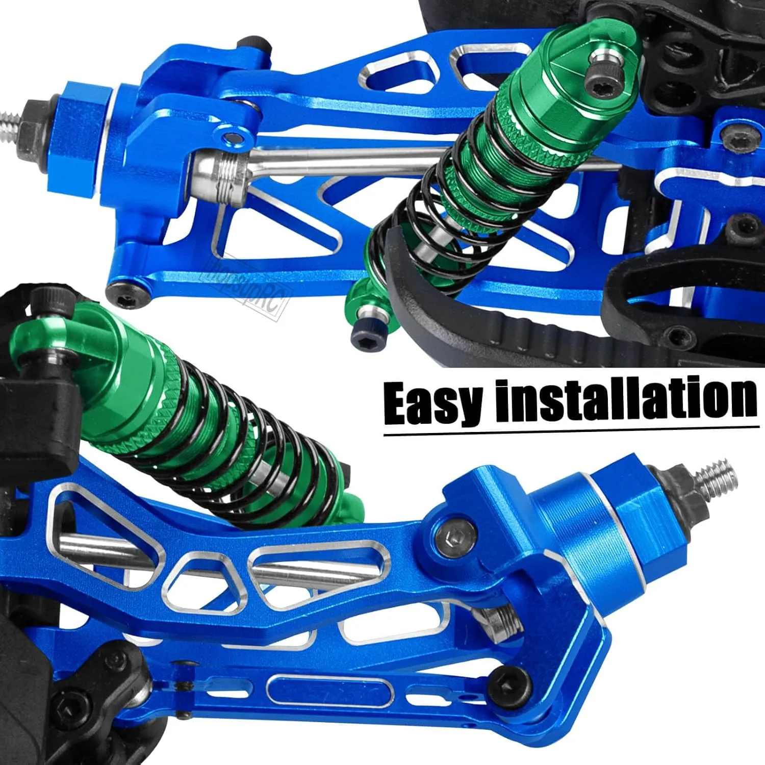 Full Aluminum Big Bore RC Shocks Absorber Damper Upgrades Part for 1/18 Granite Grom Mega 380 Brushed 4x4 Monster Truck RTR,Front Rear Assembled Full Metal Shocks,4PCS Green