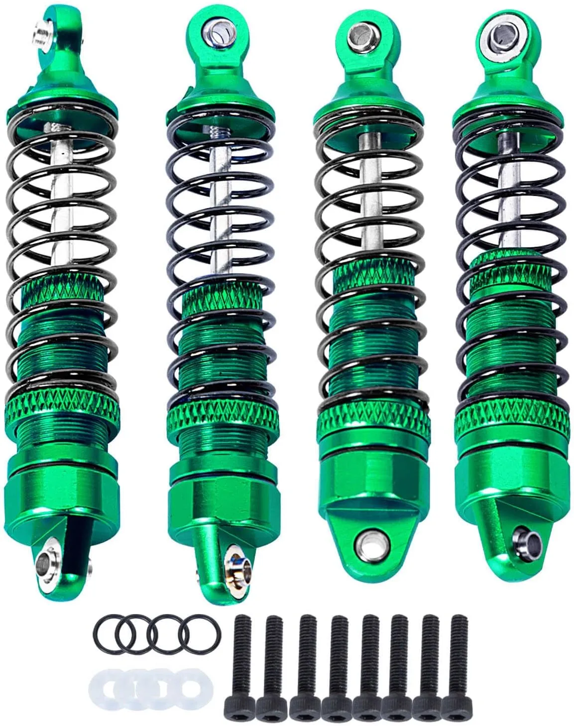 Full Aluminum Big Bore RC Shocks Absorber Damper Upgrades Part for 1/18 Granite Grom Mega 380 Brushed 4x4 Monster Truck RTR,Front Rear Assembled Full Metal Shocks,4PCS Green