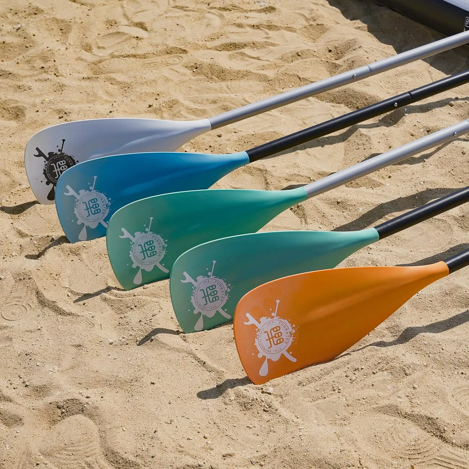 FunWater SUP Paddles - Adjustable Stand Up Paddle 3 Piece Floating Alloy Portable Paddle Board Paddles - Lightweight & Floating oars - Durable and Packable - Efficient Padding