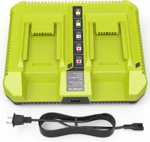 Futurebatt OP401 40V Lithium Battery Charger Dual Ports Fast Charger Compatible with Ryobi 40V Lithium-ion OP4015 OP4026 OP4030 OP4040 OP4050 OP4060 OP40261 OP40301 OP40401 OP40501 OP40601