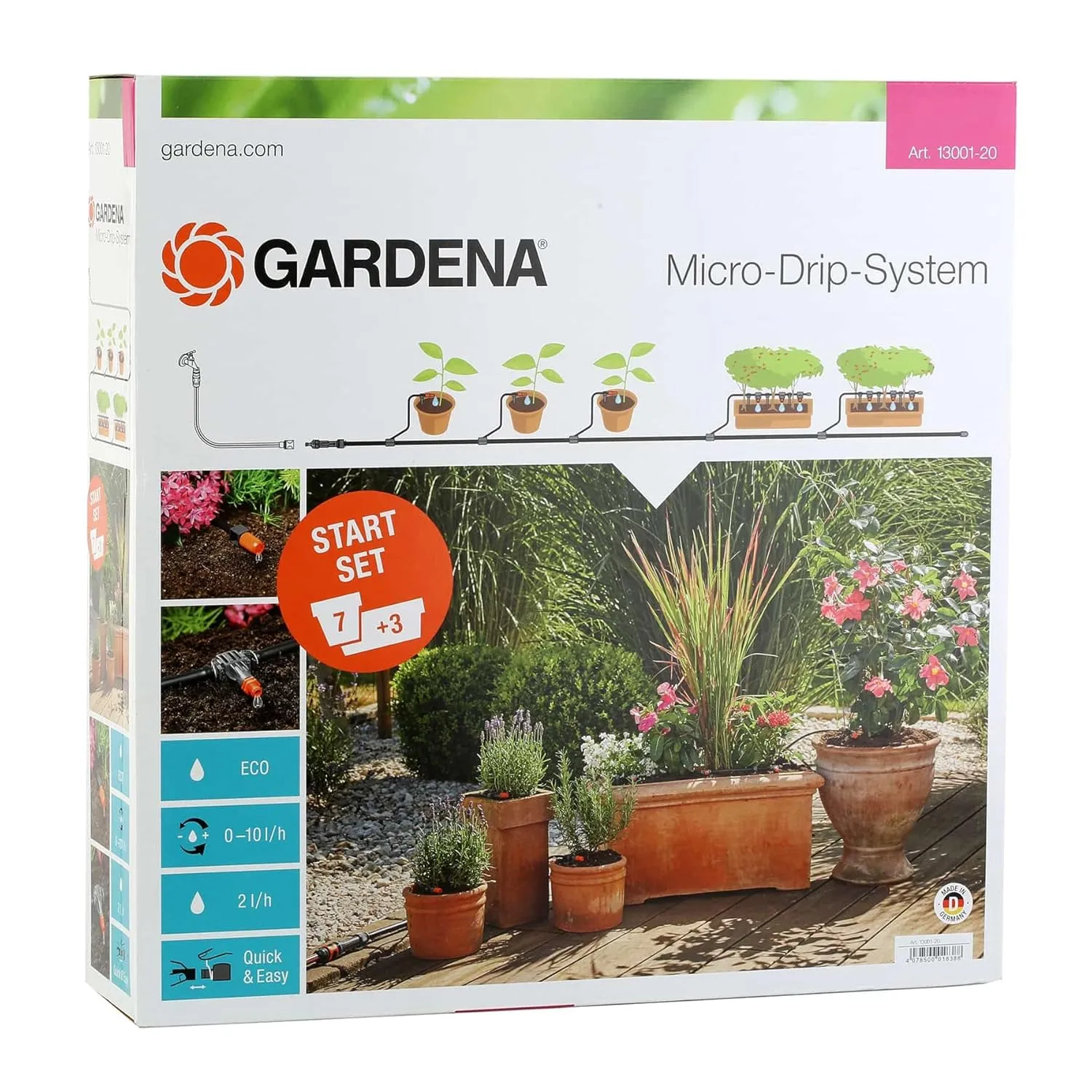 Gardena 13001 Micro Drip Kit for Flower Boxes and Pots, Black, 30x20x20 cm