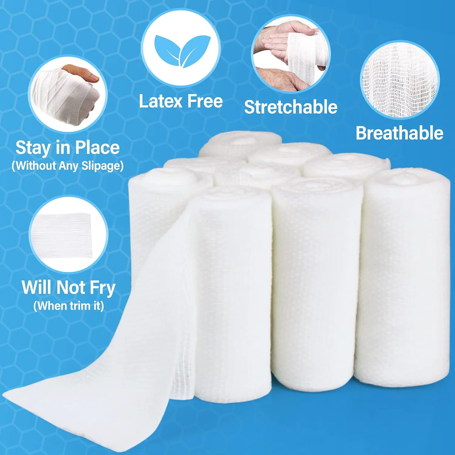 Gauze Bandages – 36 Rolls - Premium First Aid Supplies for Safe Adventuring – Flexible, Stretchable, and Breathable Gauze Rolls – 4” x 4.1 Yards Bandage Wrap for Wound Dressing