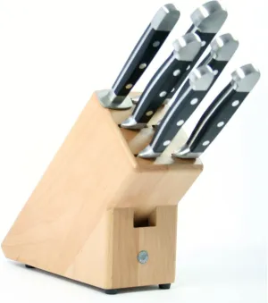 Güde 6-Piece Knife Block Alpha Series, Beechwood - Made in Solingen, Germany Since 1910