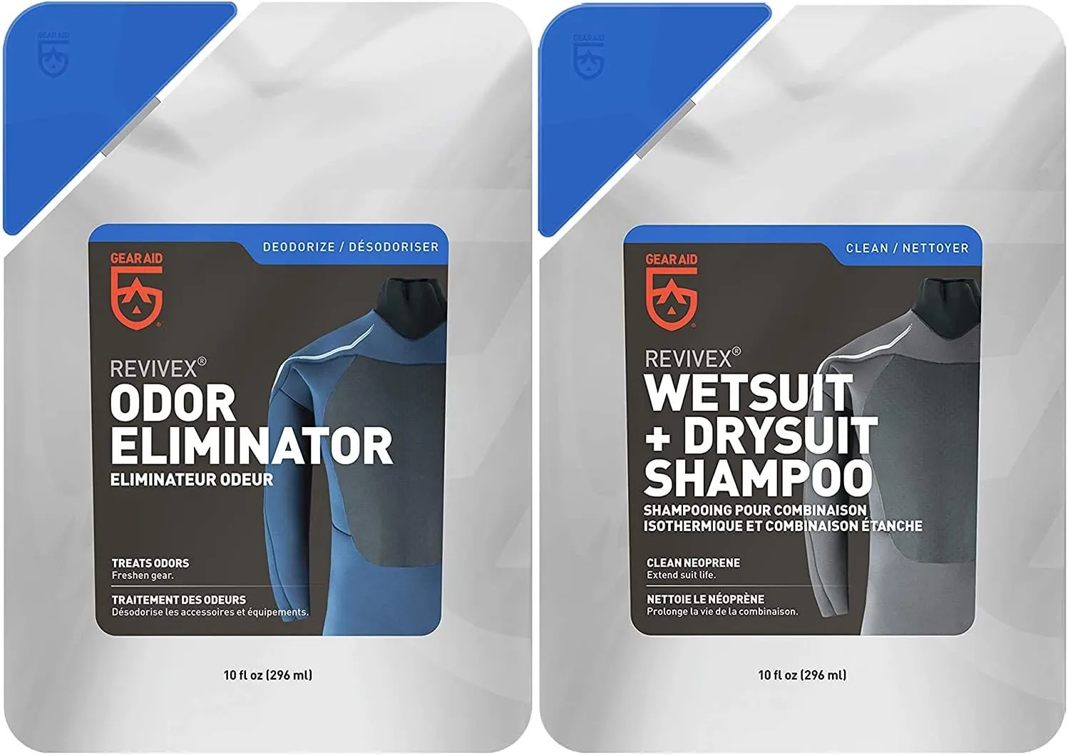 GEAR AID Wetsuit Cleaner and Conditioner for Neoprene, Removes Salt and Residue with Concentrated Shampoo, Odor Kit
