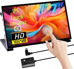 GeeekPi 7 inch Capacitive Touchscreen for Raspberry Pi, HDMI Monitor IPS 1024X600 LCD Display with Dual-Speaker for Raspberry Pi 5/4B/3B /3B/B , with Mount Hole to Install Raspberry Pi Board