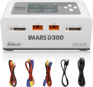 Gens Ace Lipo Battery Charger IMARS D300 G-Tech Series Smart Dual Lipo Charger 16A AC 300W DC 700W Lipo Charge（White）