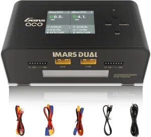 Gens Ace Lipo Battery Charger Imars Dual Smart Lipo Charger 15A AC 200W DC 600W RC Charger（Black）