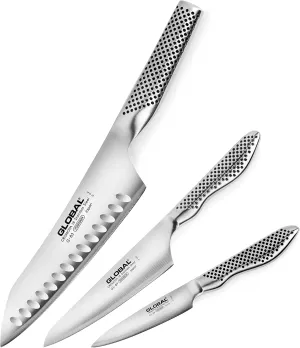Global Knife Set with Asian Chef’s, Prep and Paring Knives – Stainless Steel, 3 Piece