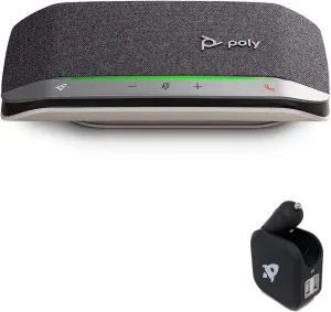 Global Teck Worldwide GTW Bundle with Poly SYNC 20 USB-A Speakerphone w/Charger - for Streaming Voice/Video, Distance Learning, Remote Work, School,Conferencing Apps - Zoom, Webex, Meet, Teams