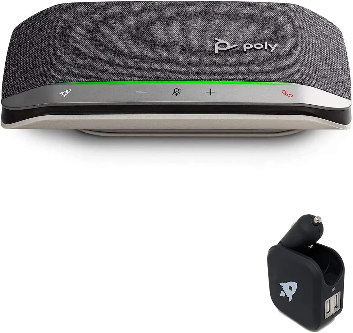Global Teck Worldwide GTW Bundle with Poly SYNC 20 USB-A Speakerphone w/Charger - for Streaming Voice/Video, Distance Learning, Remote Work, School,Conferencing Apps - Zoom, Webex, Meet, Teams