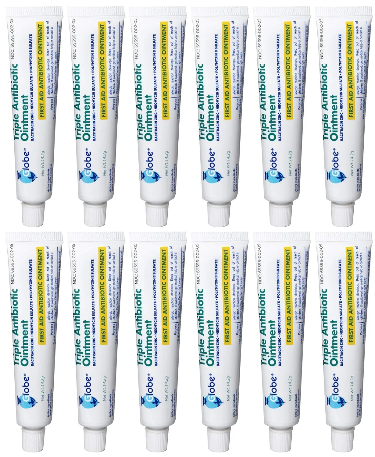Globe (12 Pack) Triple Antibiotic First Aid Ointment 1 oz, First Aid Antibiotic Ointment, 24-Hour Infection Protection, Wound Care Treatment for Minor Scrapes, Burns and Cuts