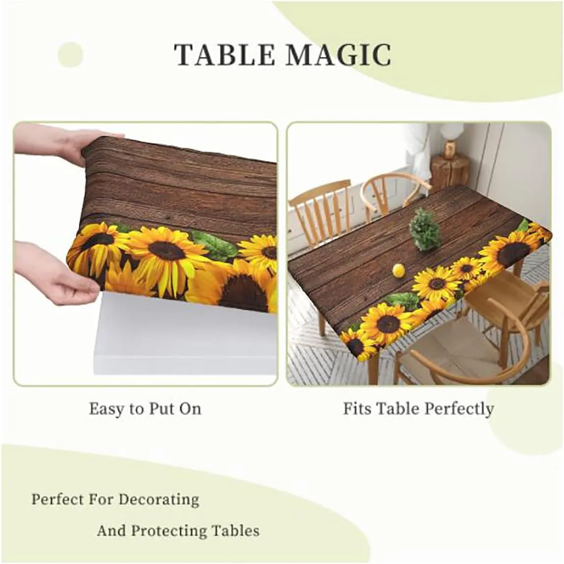 Green Elastic Fitted Tablecloth Marble Abstract Hazy Wavy Pattern Table ​Cover ​for Kitchen Dining Party Picnic Lines and Shapes Fits up 5 Foot Tables