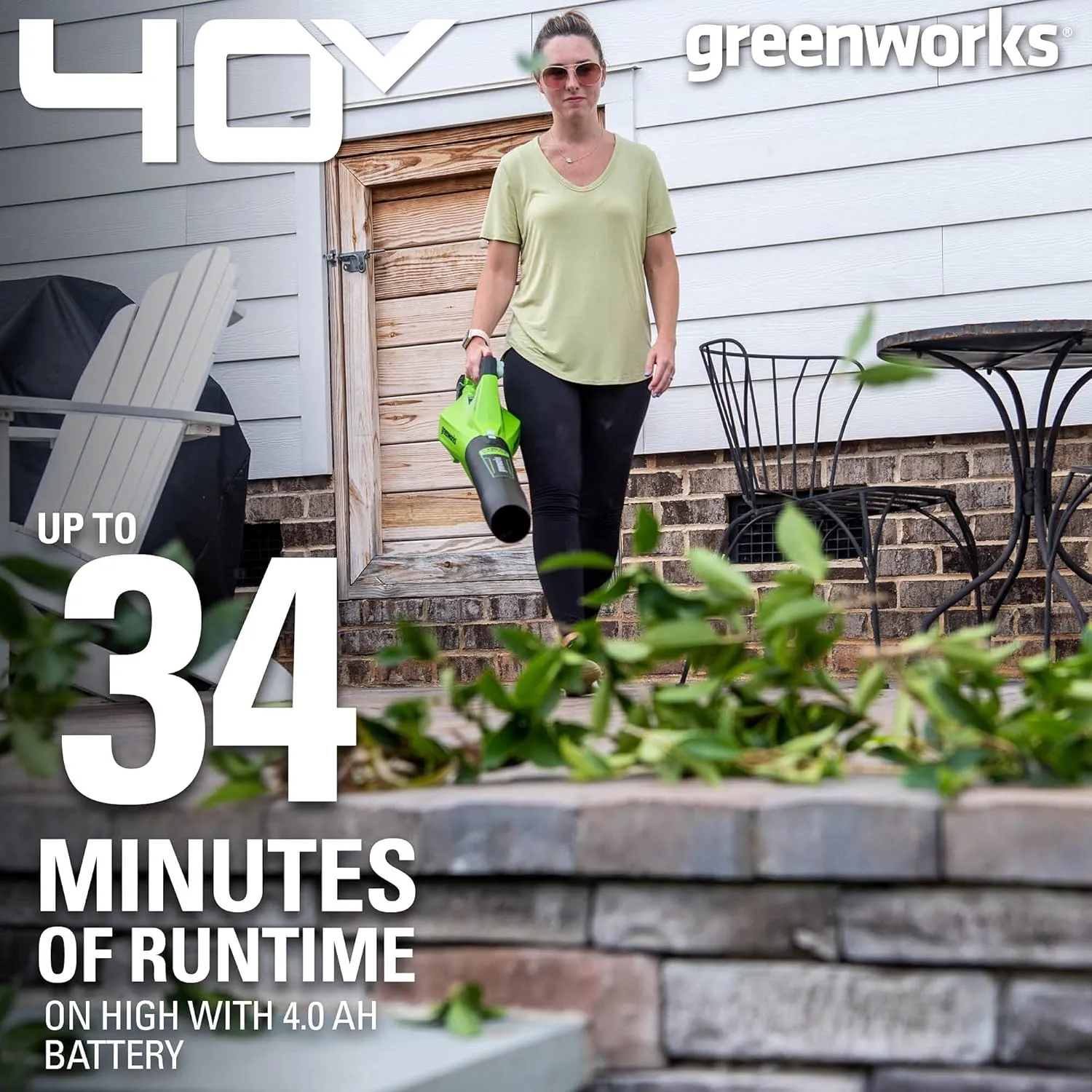 Greenworks 40V (120 MPH / 450 CFM / 75  Compatible Tools) Cordless Axial Leaf Blower, 4.0Ah Battery and Charger Included