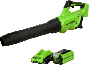 Greenworks 40V (120 MPH / 500 CFM / 75  Compatible Tools) Cordless Axial Leaf Blower, 2.5Ah Battery and Charger Included
