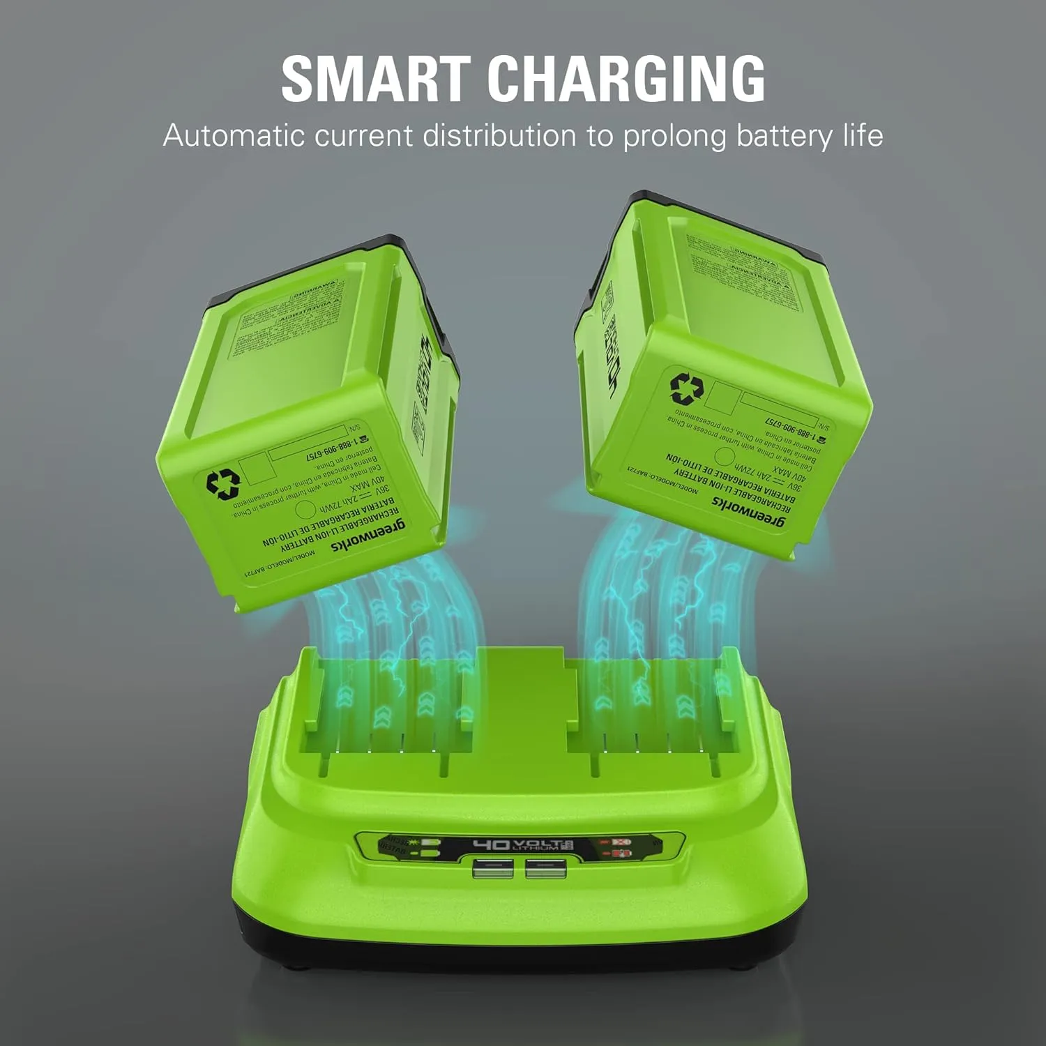 Greenworks 40V 8A Dual Port Rapid Charger(Genuine Greenworks Charger)