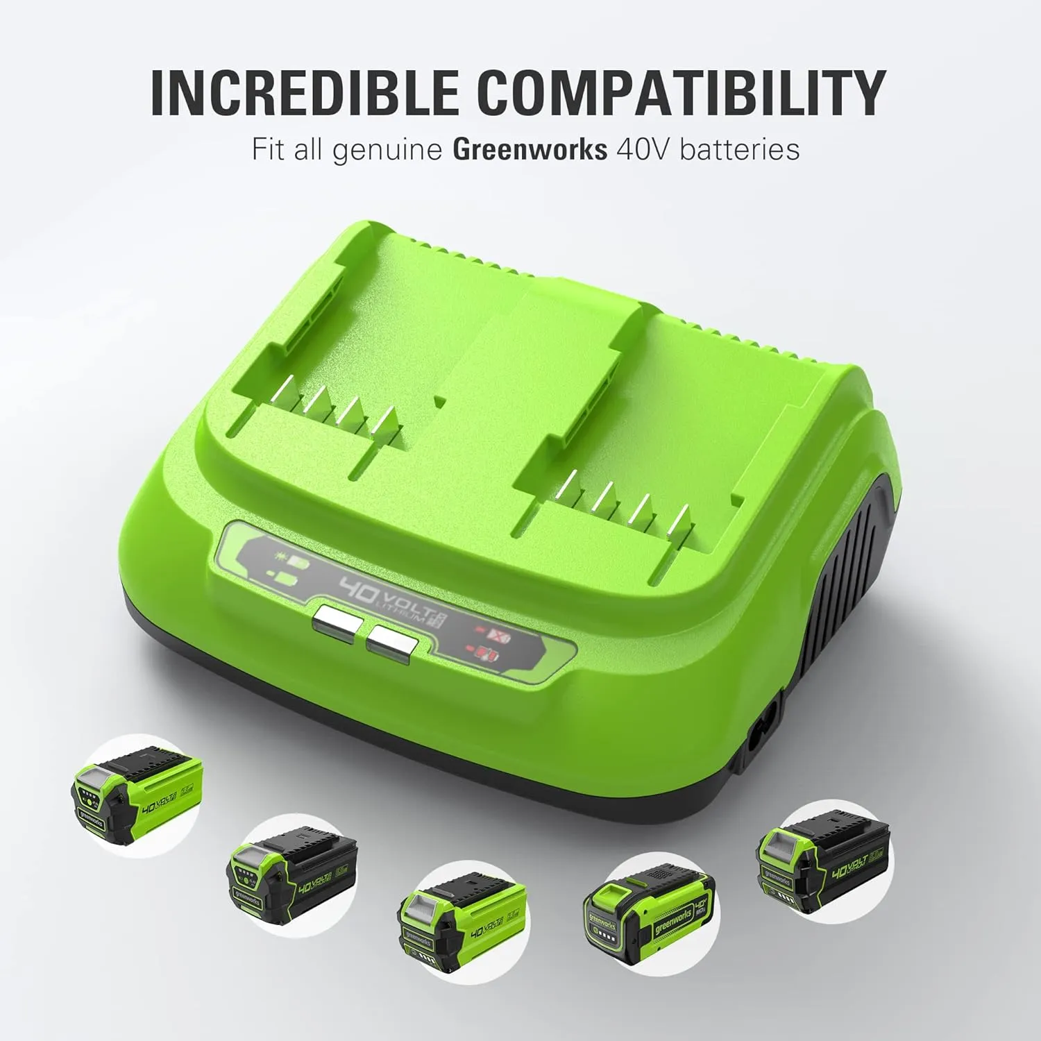 Greenworks 40V 8A Dual Port Rapid Charger(Genuine Greenworks Charger)