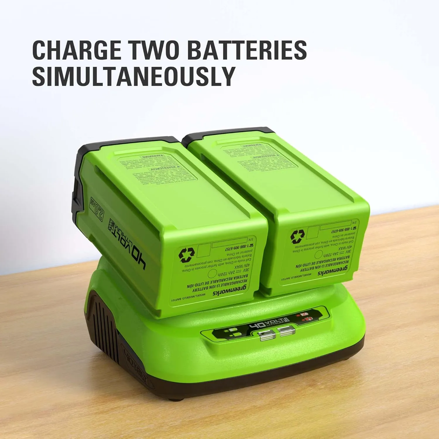 Greenworks 40V 8A Dual Port Rapid Charger(Genuine Greenworks Charger)