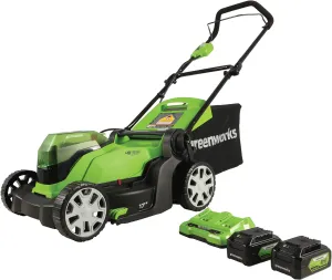 Greenworks 48V (2 x 24V) 17" Cordless (Push) Lawn Mower (125  Compatible Tools), (2) 4.0Ah Batteries and Dual Port Rapid Charger Included