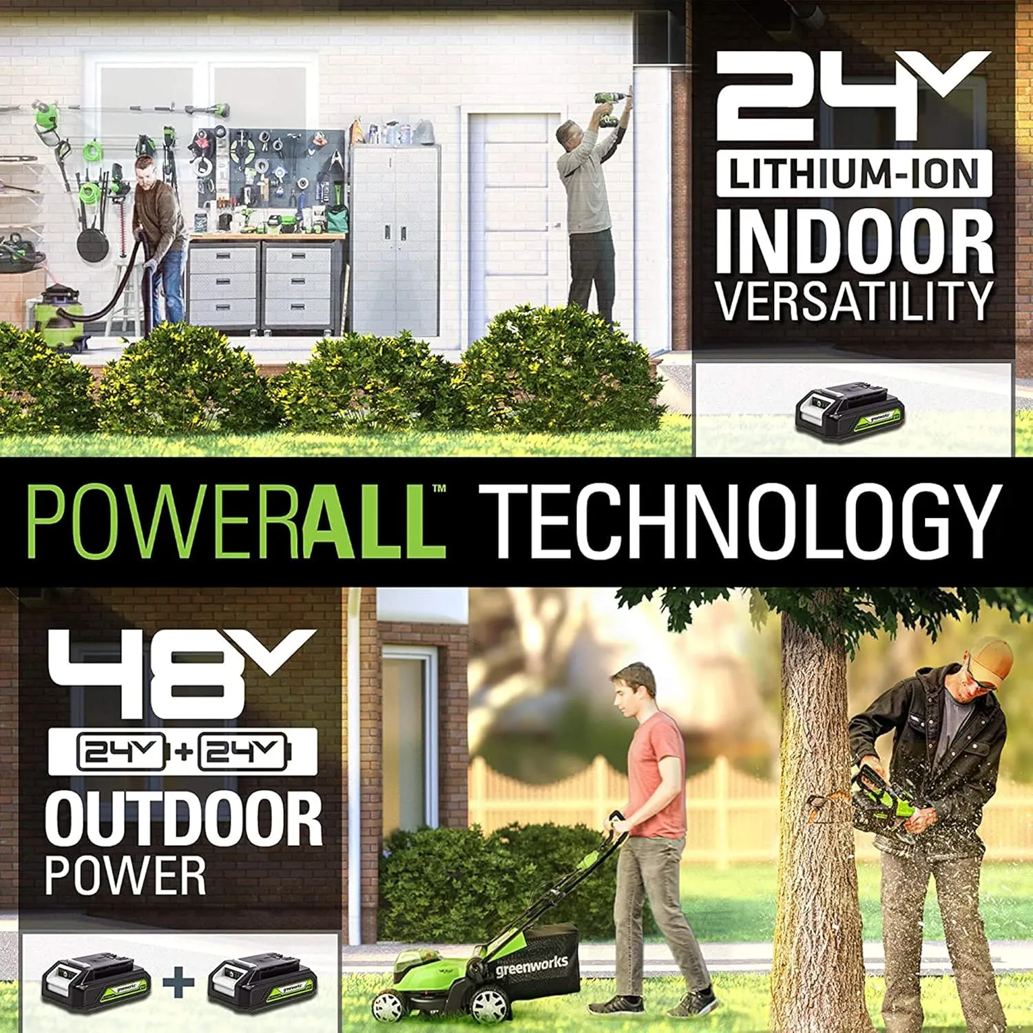 Greenworks 48V (2 x 24V) 17" Cordless (Push) Lawn Mower (125  Compatible Tools), (2) 4.0Ah Batteries and Dual Port Rapid Charger Included