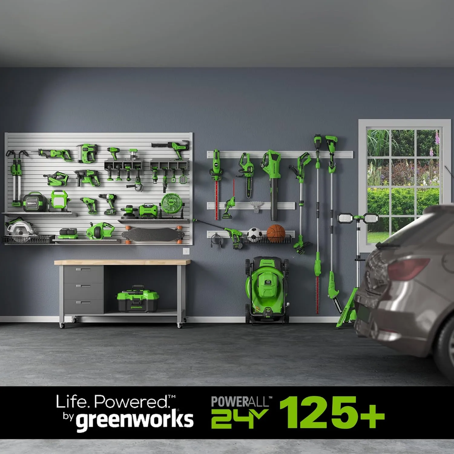 Greenworks 48V (2 x 24V) 17" Cordless (Push) Lawn Mower (125  Compatible Tools), (2) 4.0Ah Batteries and Dual Port Rapid Charger Included