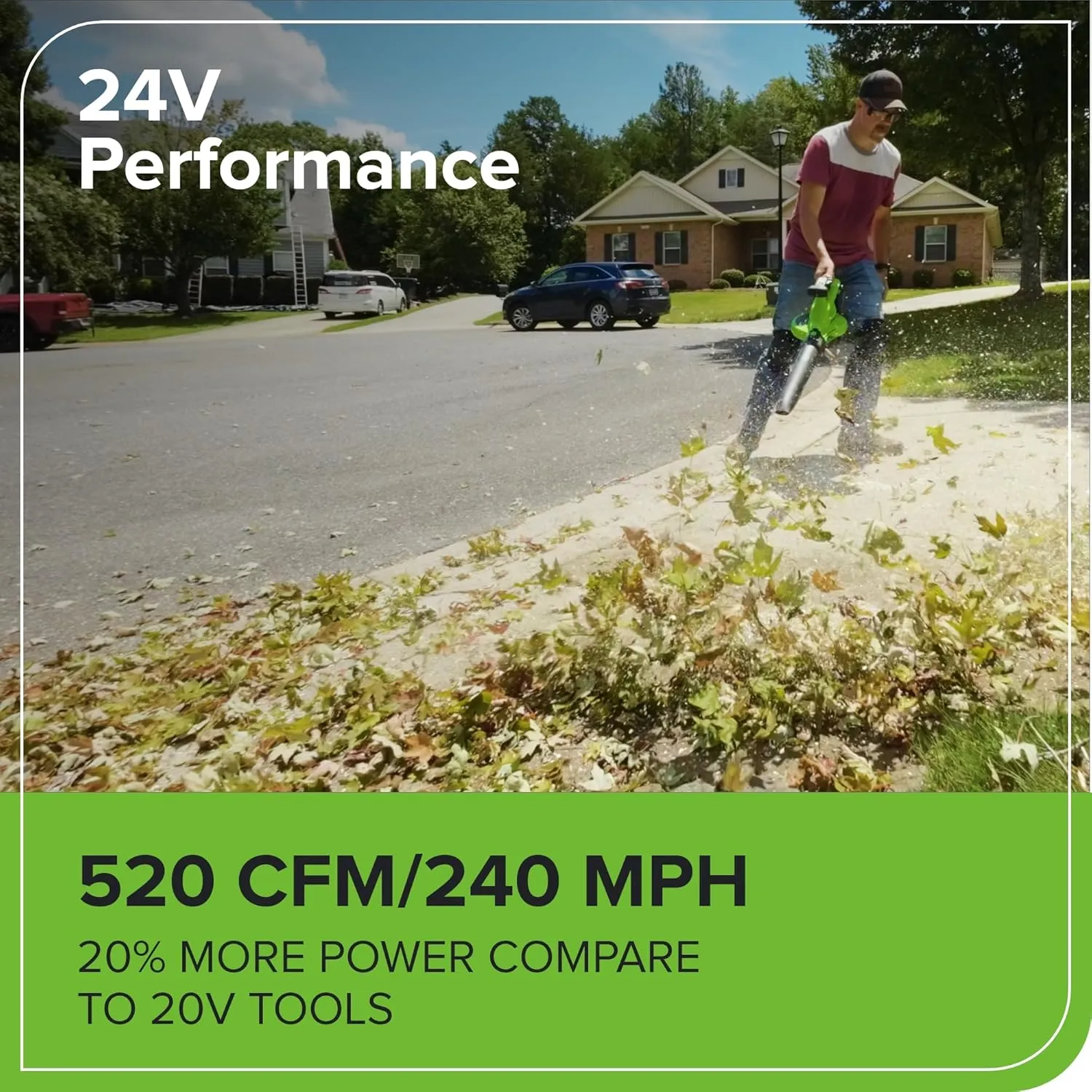 Greenworks 48V (2x24V) 520 CFM Brushless Leaf Blower/Vacuum w/ (2) 4.0Ah Battery & Dual Port Charger