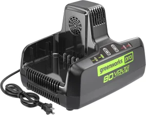 Greenworks PRO 80V 8A Dual Port Rapid Charger | Genuine Battery Charger | Compatible Tools with 75 80V Tools