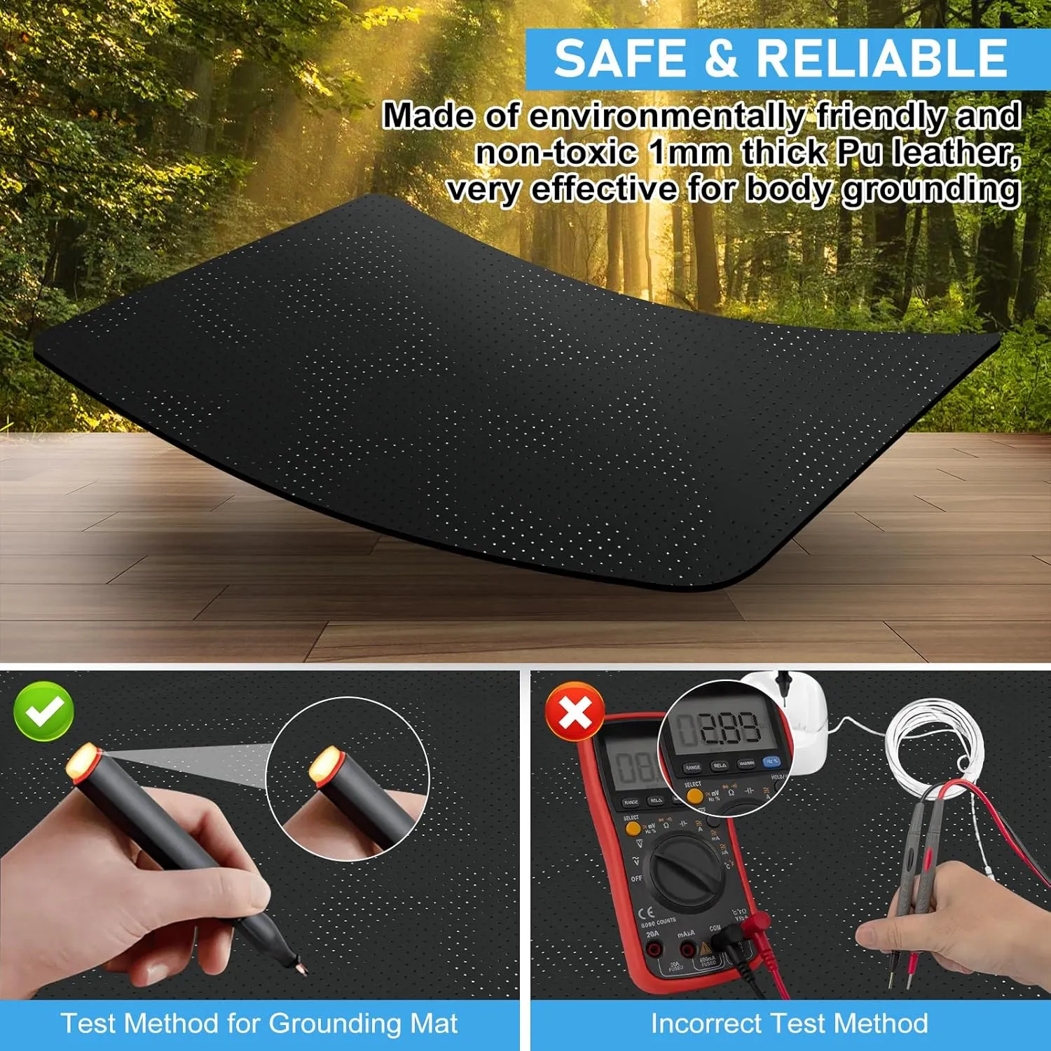 Grounding Mat for Bed, King Size Earthing Mattress Cover Sheets Pad Grounding Kit, Grounding Cord Included (King, 76 * 80")