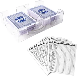 GSE Games & Sports Expert Canasta Cards Game Set, Includes 2 Decks Canasta Playing Cards with Point Values, a Revolving Card Tray, and 50 Score Sheets (Blue)