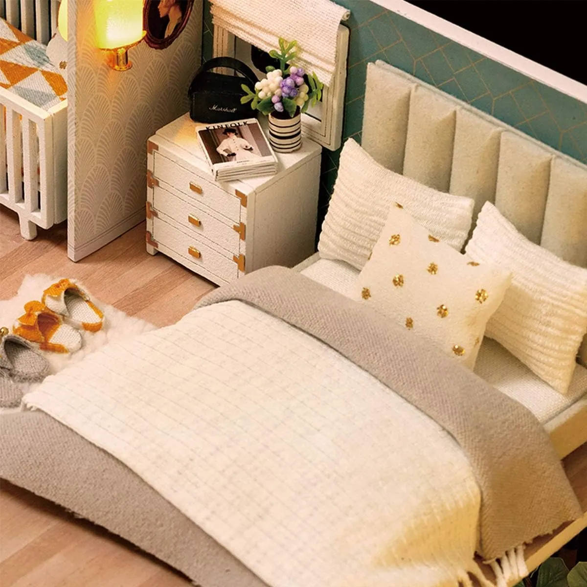GuDoQi DIY Miniature Dollhouse Kit, Tiny House kit with Furniture and Music, Miniature House Kit 1:24 Scale, Great Crafts Gift for Birthday Easter Day, Comfortable Life