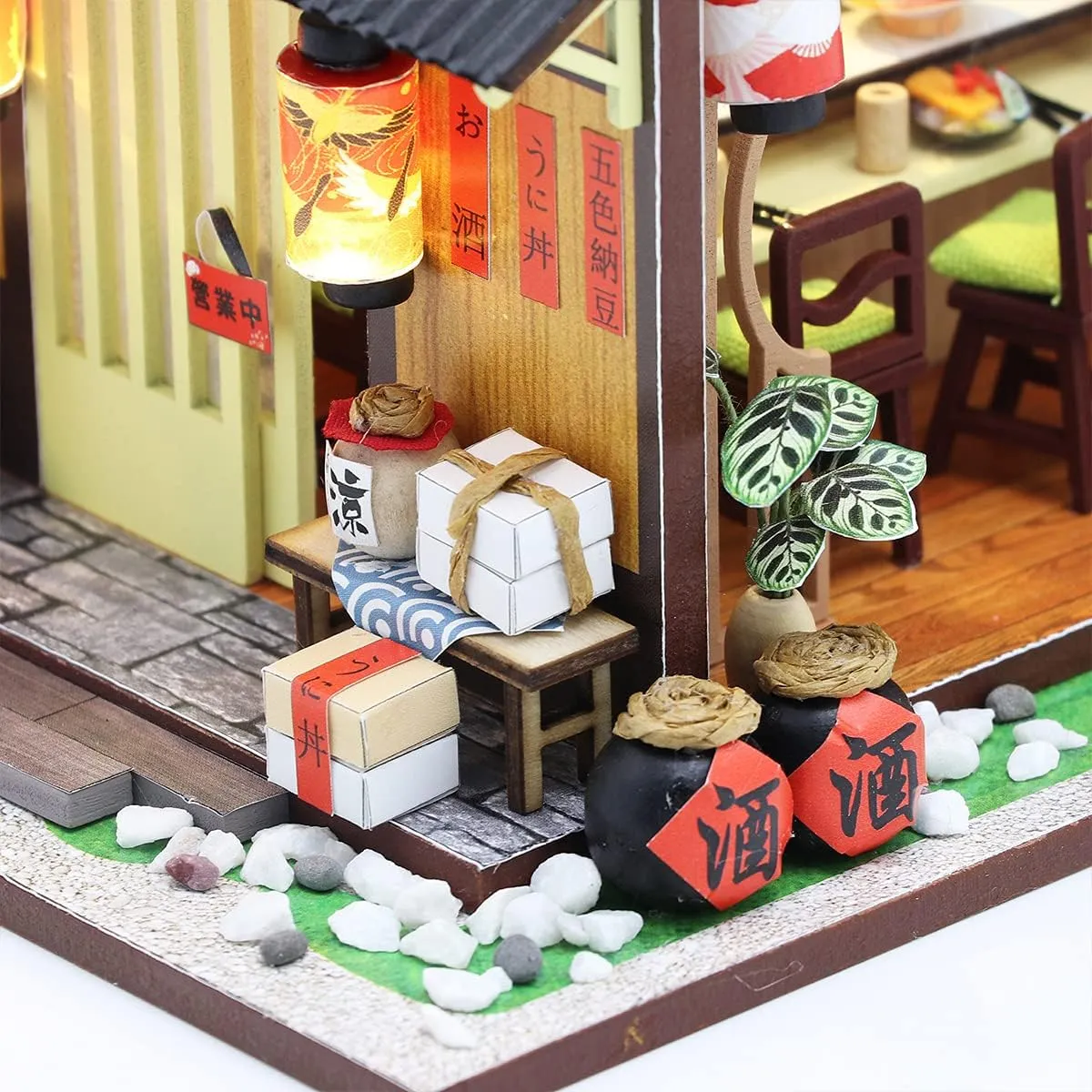 GuDoQi DIY Miniature Dollhouse Kit, Tiny House kit with Furniture, Miniature House Kit 1:24 Scale Japanese Style Shop, Great Handmade Crafts Gift for Birthday Easter Day