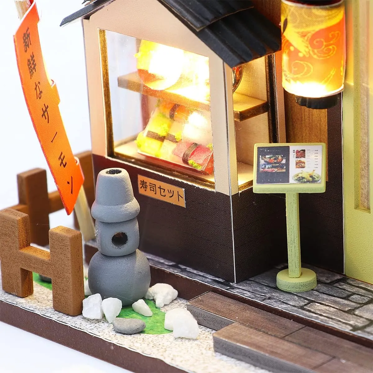 GuDoQi DIY Miniature Dollhouse Kit, Tiny House kit with Furniture, Miniature House Kit 1:24 Scale Japanese Style Shop, Great Handmade Crafts Gift for Birthday Easter Day