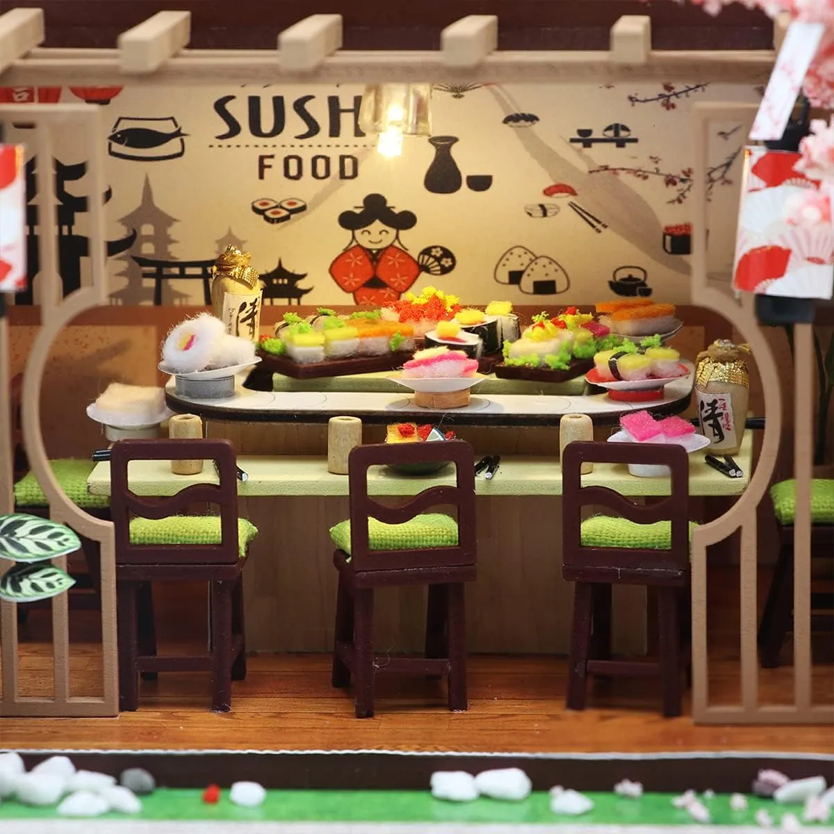 GuDoQi DIY Miniature Dollhouse Kit, Tiny House kit with Furniture, Miniature House Kit 1:24 Scale Japanese Style Shop, Great Handmade Crafts Gift for Birthday Easter Day