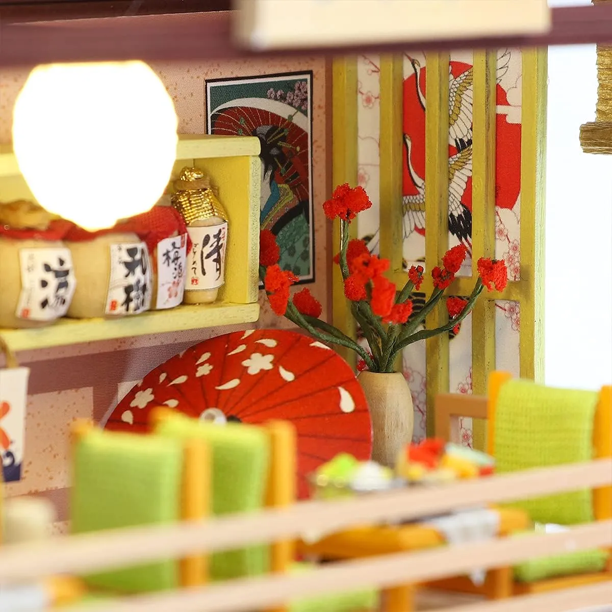 GuDoQi DIY Miniature Dollhouse Kit, Tiny House kit with Furniture, Miniature House Kit 1:24 Scale Japanese Style Shop, Great Handmade Crafts Gift for Birthday Easter Day