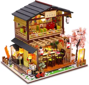 GuDoQi DIY Miniature Dollhouse Kit, Tiny House kit with Furniture, Miniature House Kit 1:24 Scale Japanese Style Shop, Great Handmade Crafts Gift for Birthday Easter Day