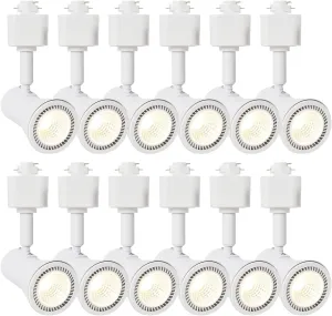 H Track Lighting Heads Dimmable LED Track Light Heads Bright Rail Ceiling Spotlight Fixtures Accent Task with LED GU10 3000K Warm White,120 Volts,10 Watts,12Pack (White)