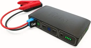 HALO Bolt 58830 ACDC Portable Car Battery Jump Starter | 58.8Wh USB Power Bank with AC Outlet, Emergency Floodlight & Charger, Jumps Cars SUVs & Trucks, Powers Phones & Laptops, TSA Approved — Black