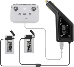 Hanatora Battery Car Charger with Dust Cover for DJI Mini 4K/2/Mini SE/2 SE Drone 3 in 1(USB   2 x Battery) Multiple Rapid Charging Hub Accessories