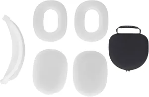 Hard Shell Headphone Case with Silicone Ear Cups Cover Ear Pad Case Cover Headband Cover EVA Headset Travel Bag Support Auto Wake Sleep Function (Clear)