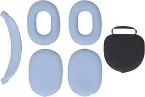 Hard Shell Headphone Case with Silicone Ear Cups Cover Ear Pad Case Cover Headband Cover EVA Headset Travel Bag Support Auto Wake Sleep Function (Sky Blue)