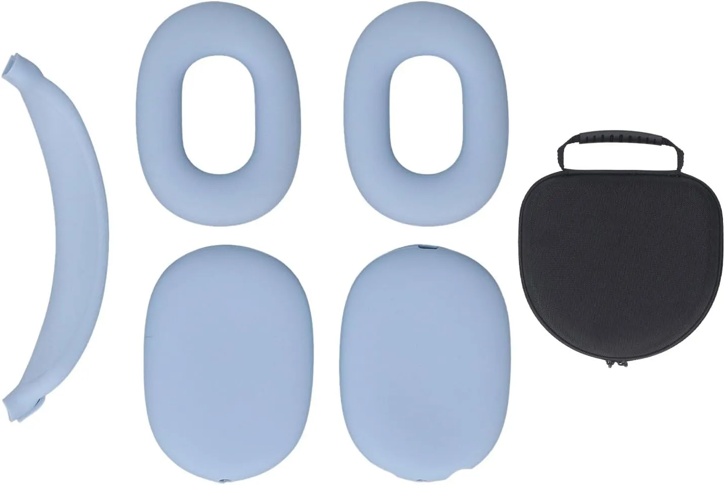 Hard Shell Headphone Case with Silicone Ear Cups Cover Ear Pad Case Cover Headband Cover EVA Headset Travel Bag Support Auto Wake Sleep Function (Sky Blue)